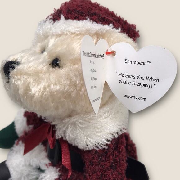 Ty SantaBear & Mrs Santabear 2 SET Beanie Babies 2000 Christmas Decor - Picture 6 of 9